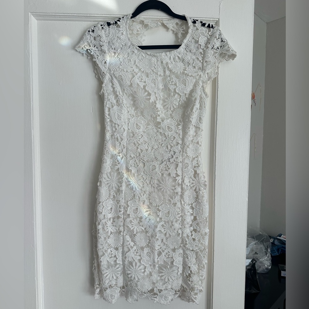 Lulu's White Lace Mini Dress